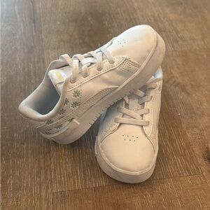 Puma Kids White Sneakers with Floral Accents